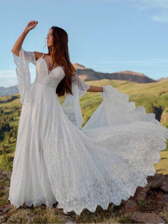 Wilderly Bride Dresses & Skirts - Wilderly Bride Genevieve Lace Boho Wedding Dress Gown Ivory Petite, Lace Crochet